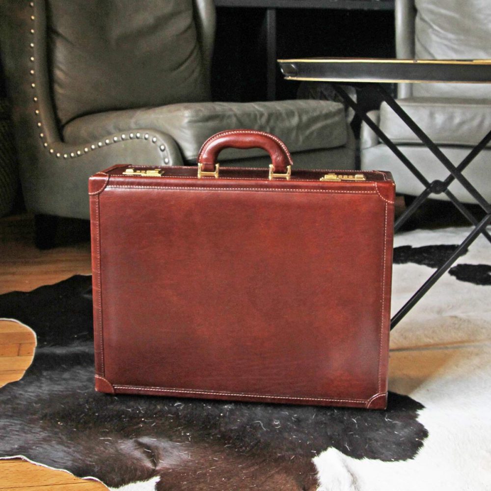 Italian leather attaché case, classic design