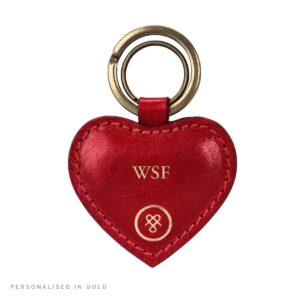 Mimi Heart Shaped Leather Keyring in Red