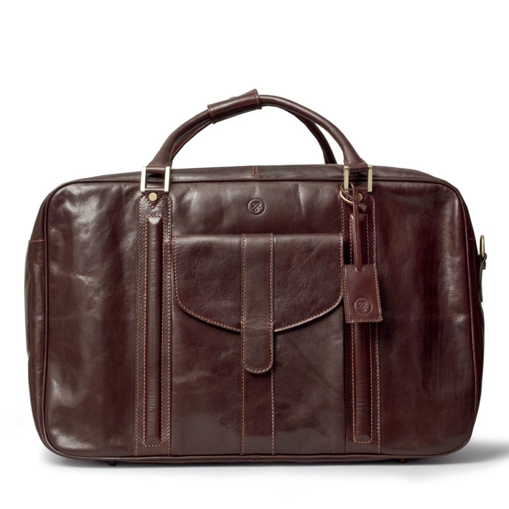brown italian leather holdall