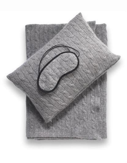 Grey sleeping mask, pillow and Blanket