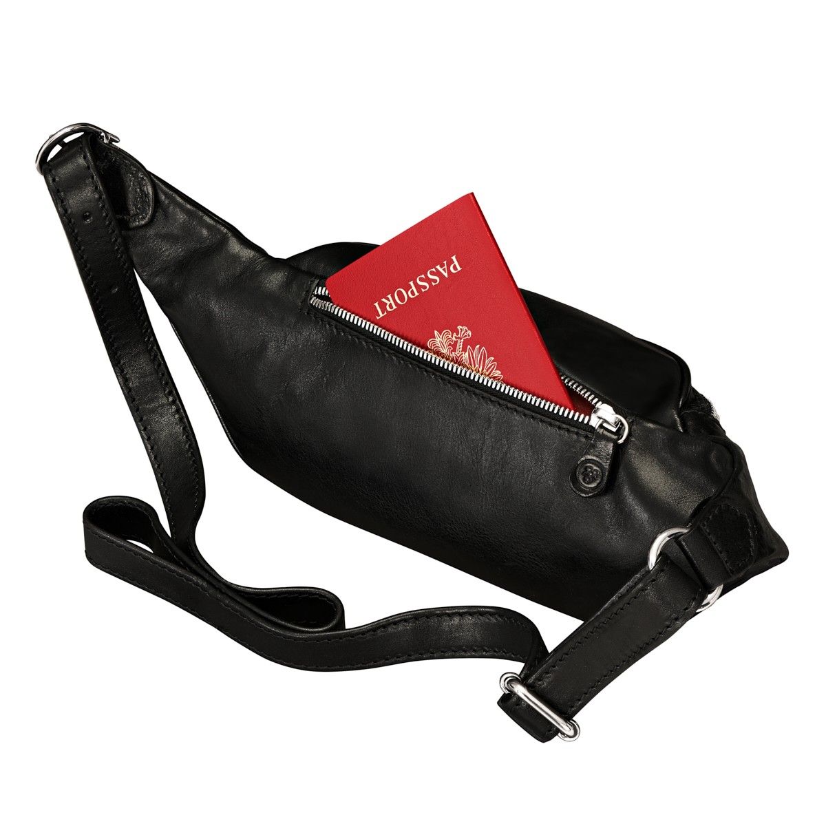 fashionable black bum bag
