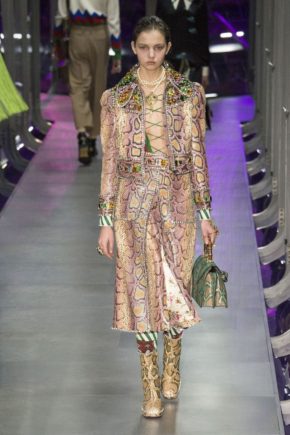 Female Moddel in Croco Optic during Gucci Show