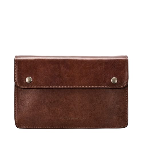 tan leather men's clutch bag