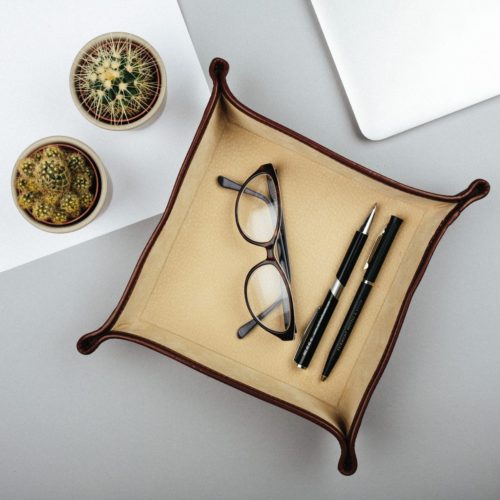 leather desk tidy