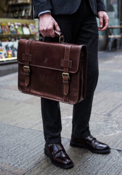 A simple way to make a serious impact. Professional and stylish, this sleek  briefcase in… | Leather briefcase, Leather briefcase men business, Leather  briefcase men