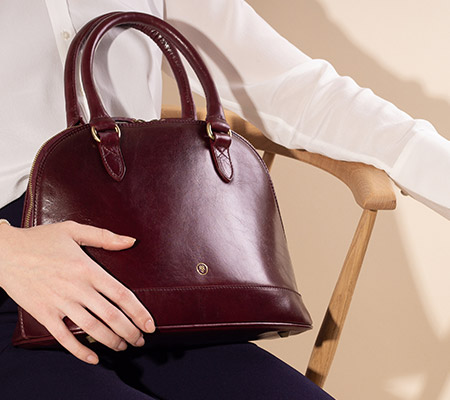 Maxwell Scott Rosa Handbag in Wine