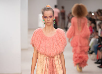 Woman in Pastel colours during Mark Fast Opening Show during London Fashion week