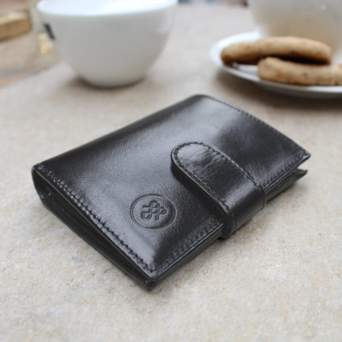 Small Leather Wallet Pietre in Dark Brown
