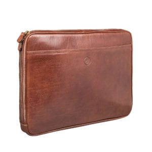 The Bovino Leather 14" Laptop sleeve in Chestnut Tan