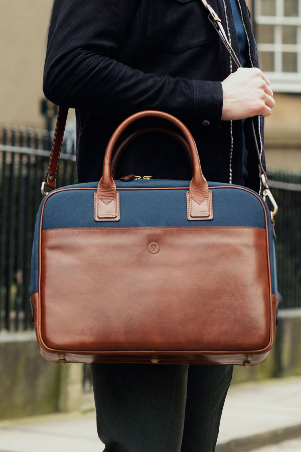 calvino italian leather business bag