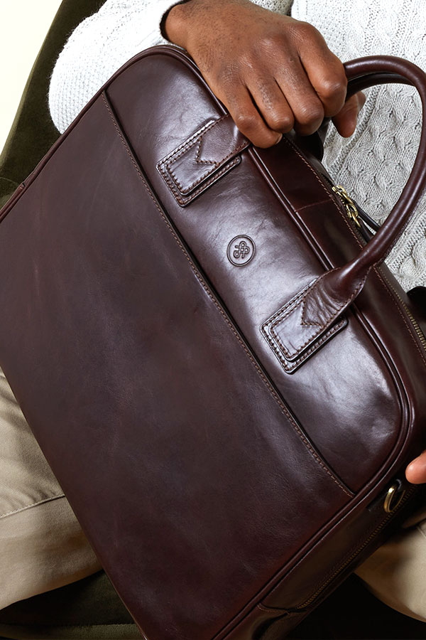 calvino italian leather business bag