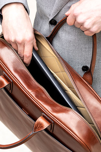 calvino italian leather business bag