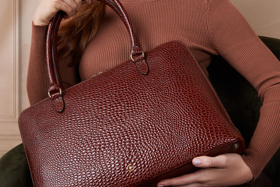 Ladies Brown Briefcase Fiorella Croco