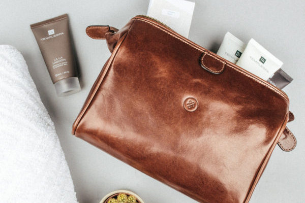 luxury leather wash bag gift