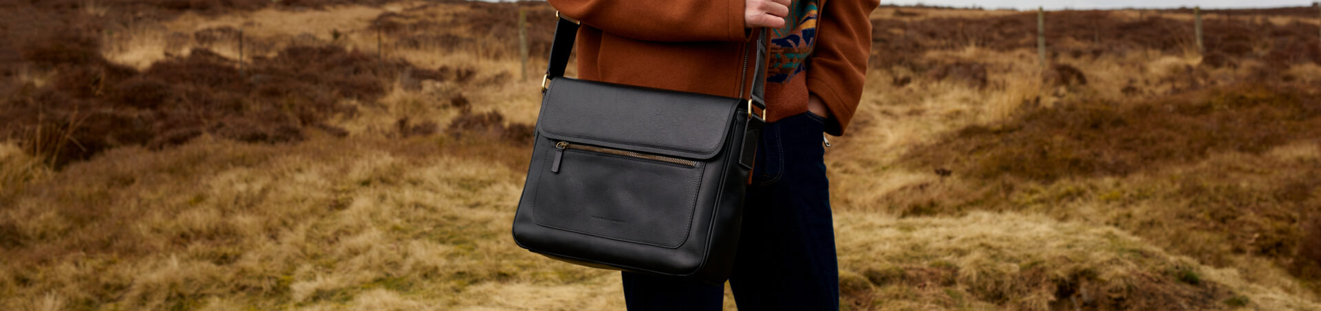leather briefcase in Black