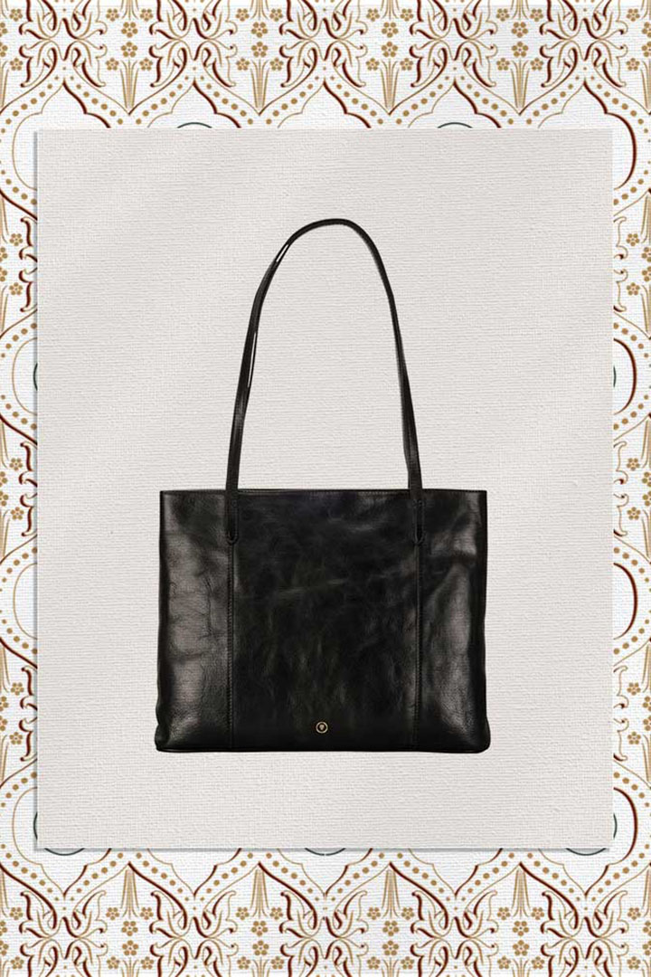 luxury black leather tote bag for ladies handmade in Italy