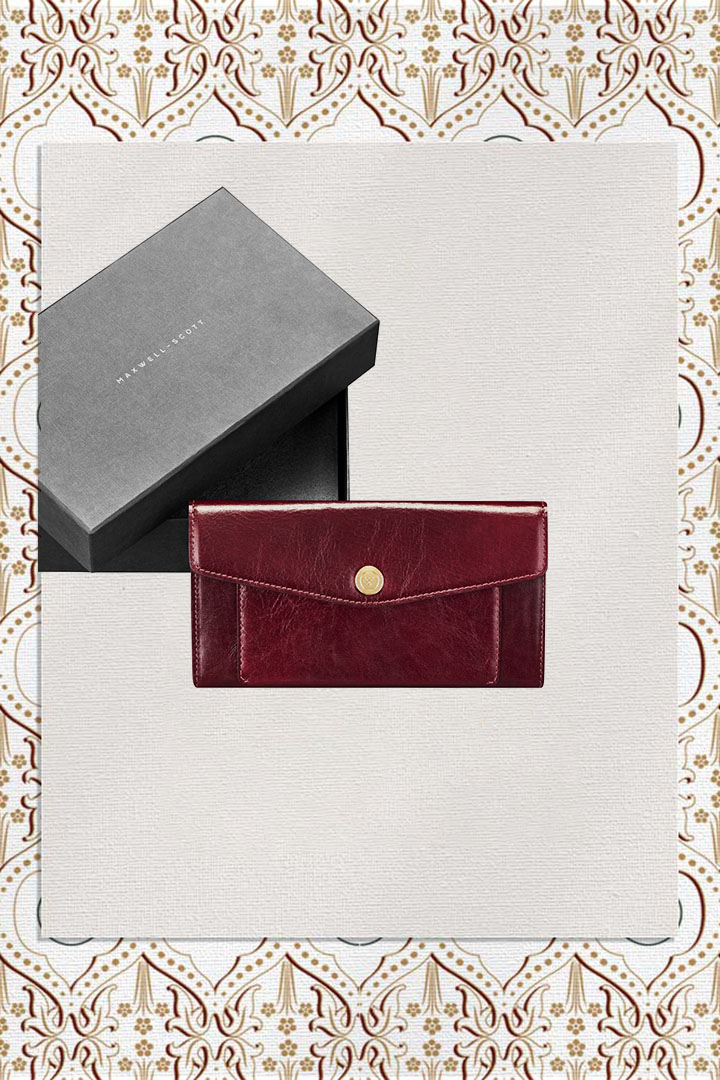 handmade wine red leather purse for women