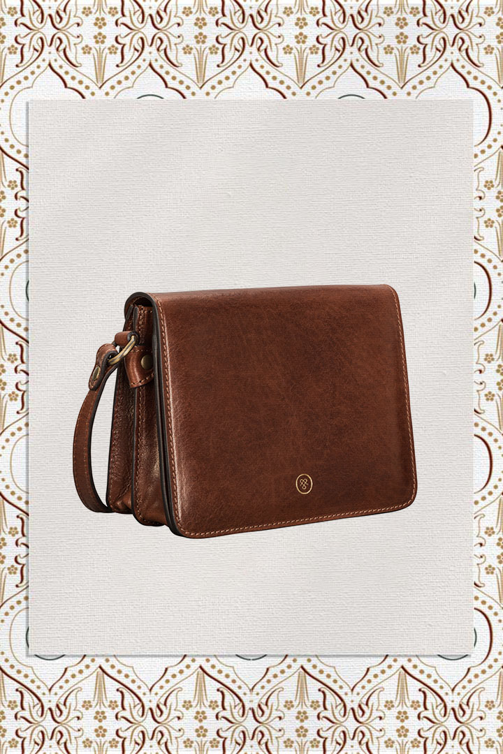 handmade tan leather crossbody bag for women