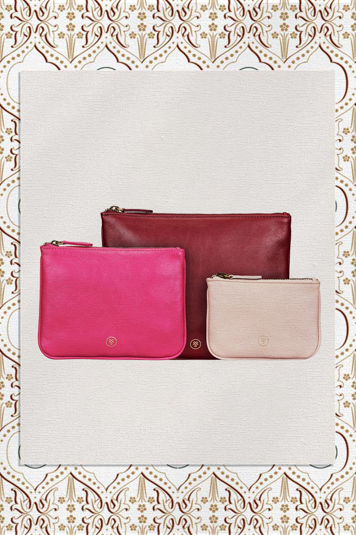 trio leather travel pouch set handmade in italy