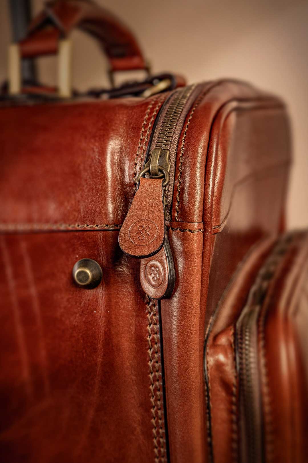 zips on Luxury Leather luggage Case