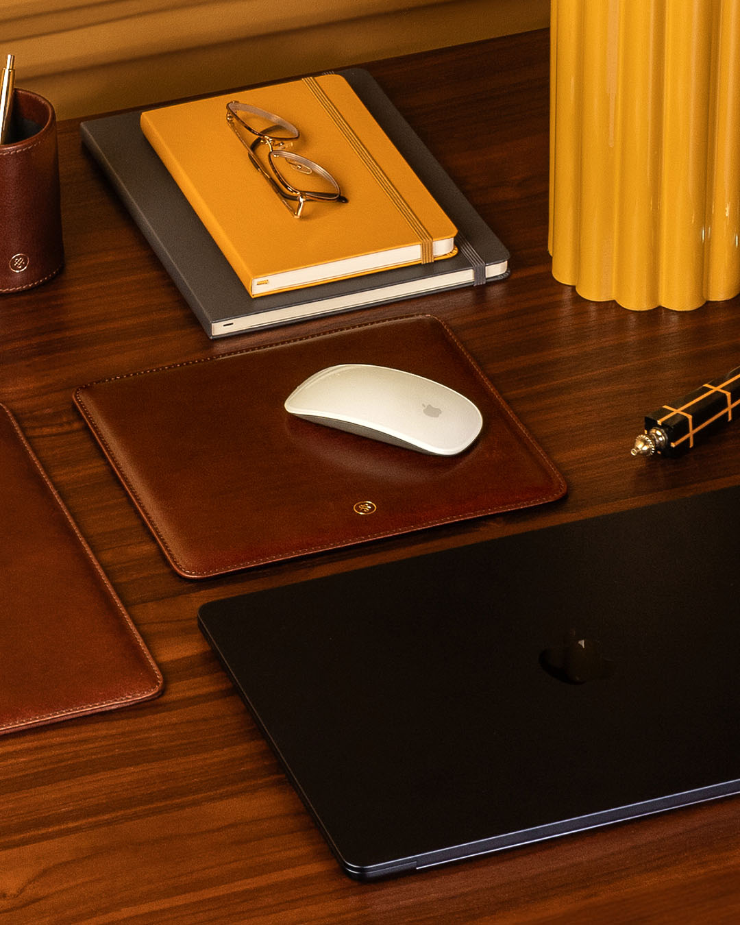 high end mens italian leather desk set bag in brown