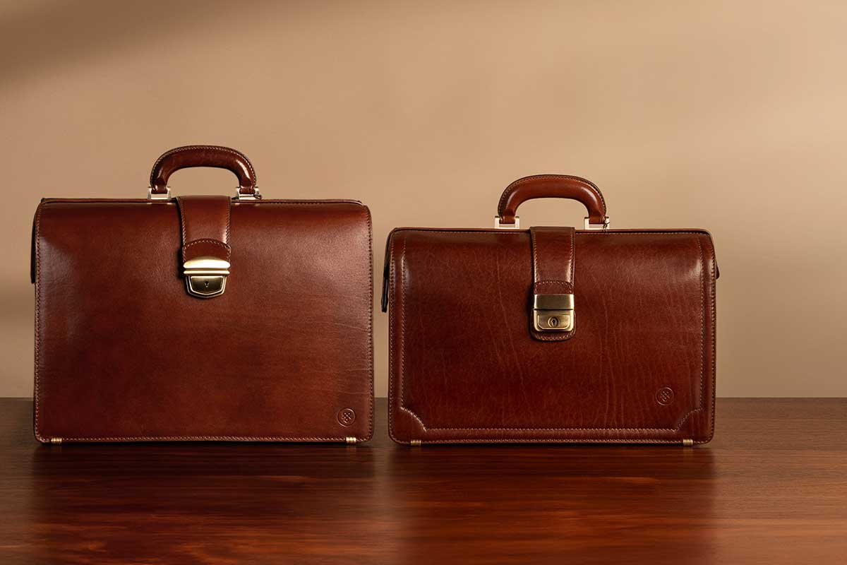 Italian leather briefcase with soft silhouette