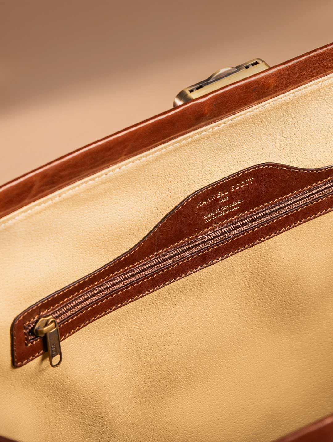 Luxury Leather Travel Bag for Men lining