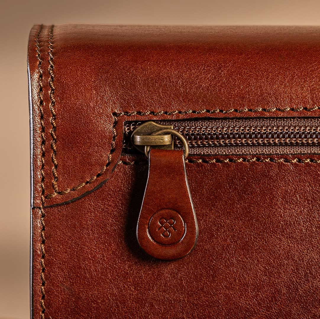 leather briefcase metal zipper for secure storage