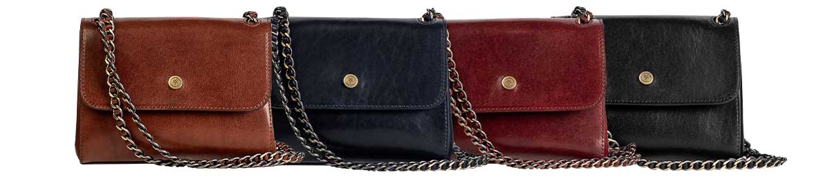 Black Leather Classico Chain Handbags