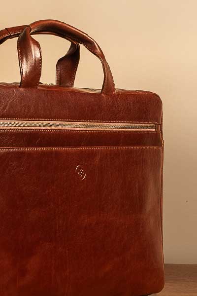 leather laptop briefcase side view