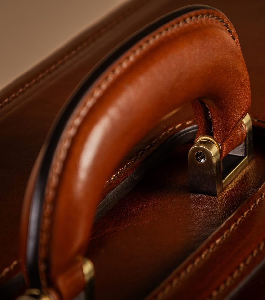 handle of leather pilot briefcase