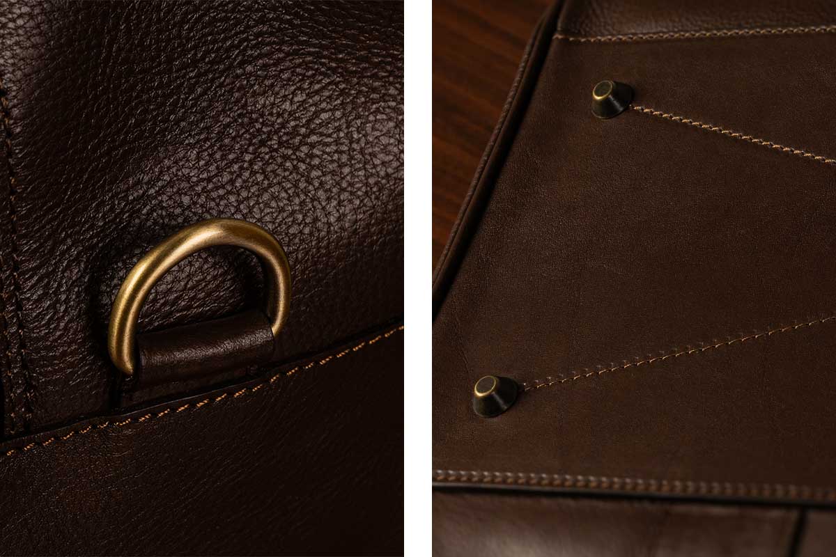 luxury leather details for holdall