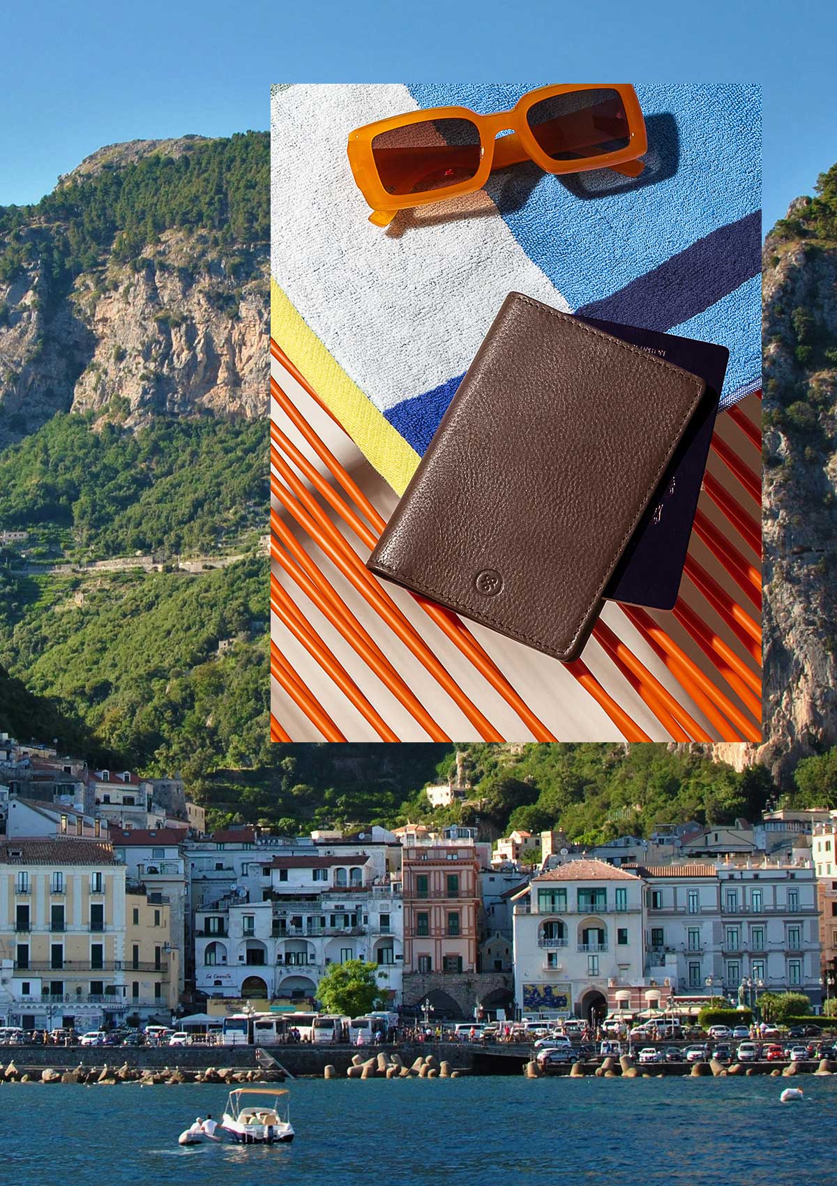 mens italian leather passport holder in brown