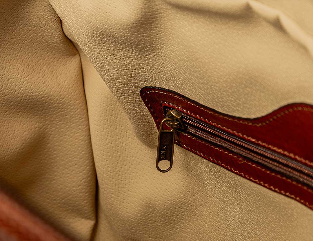 lining of luxury leather luggage bag