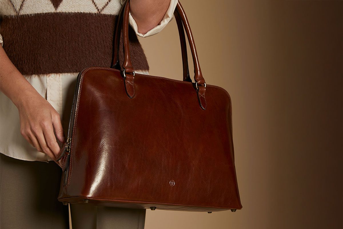 Ladies Luxury Work Bag Tote in Tan Brown
