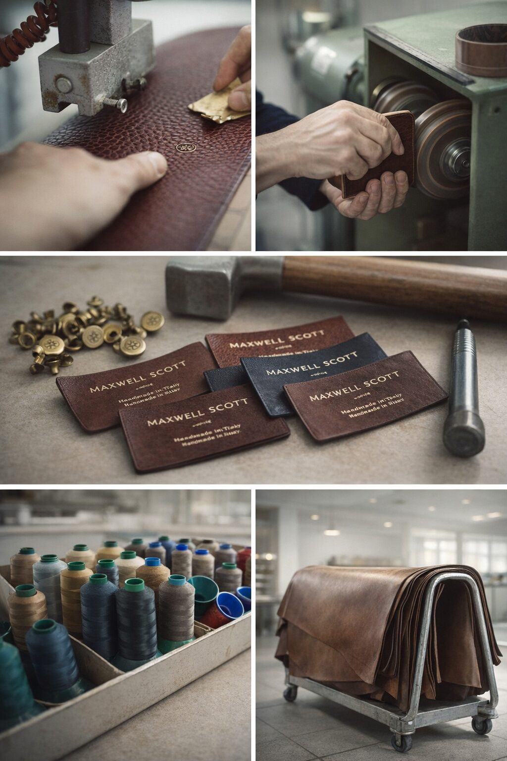 Premium vegetable-tanned Italian leather showing natural grain texture
