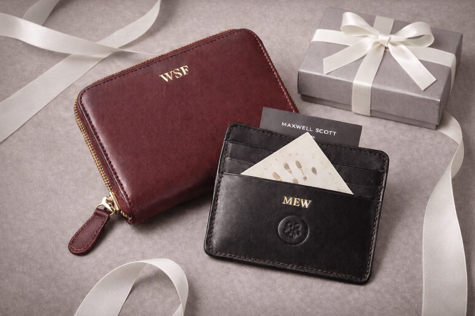 Personalized leather cardholder and coin purse