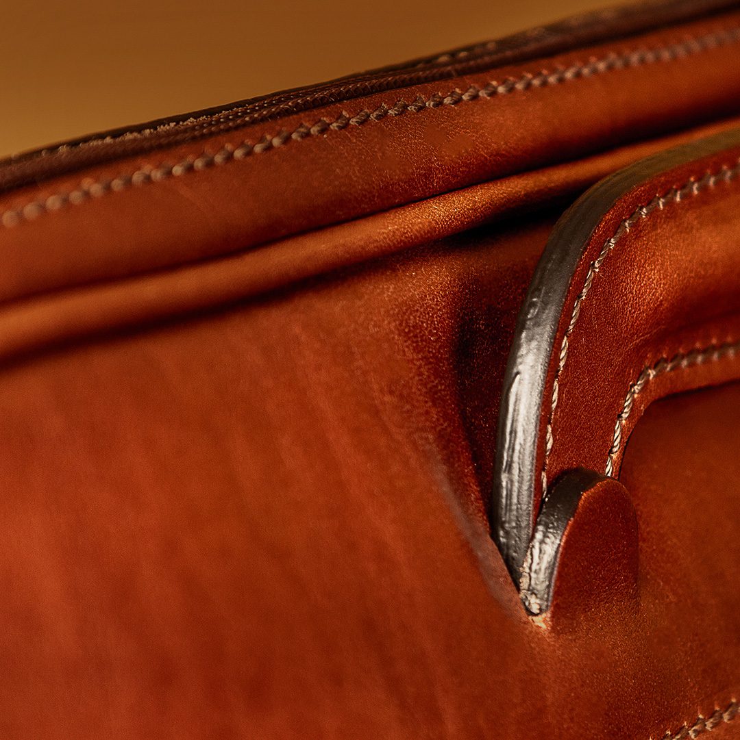 Italian leather document holder with structured carry handles