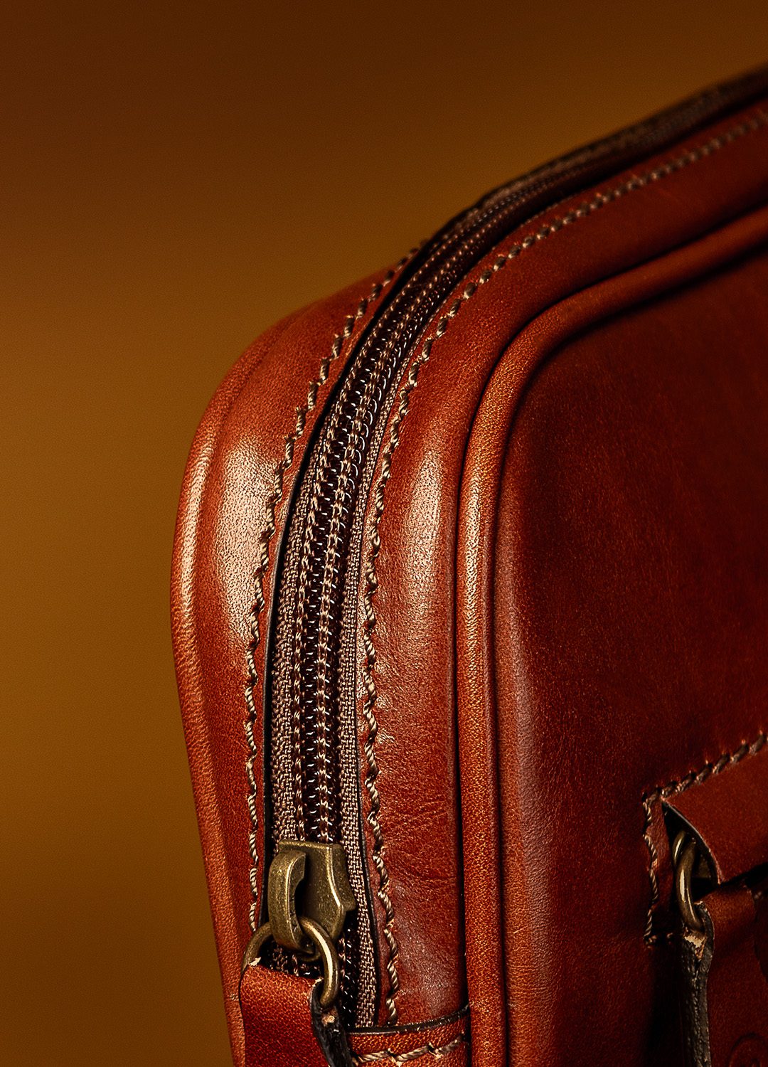 Leather document case with secure YKK zip fastening