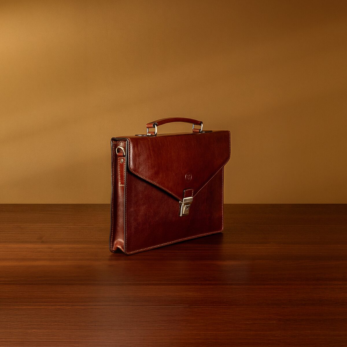 Lorenzo leather briefcase handcrafted in Italy from vegetable-tanned leather