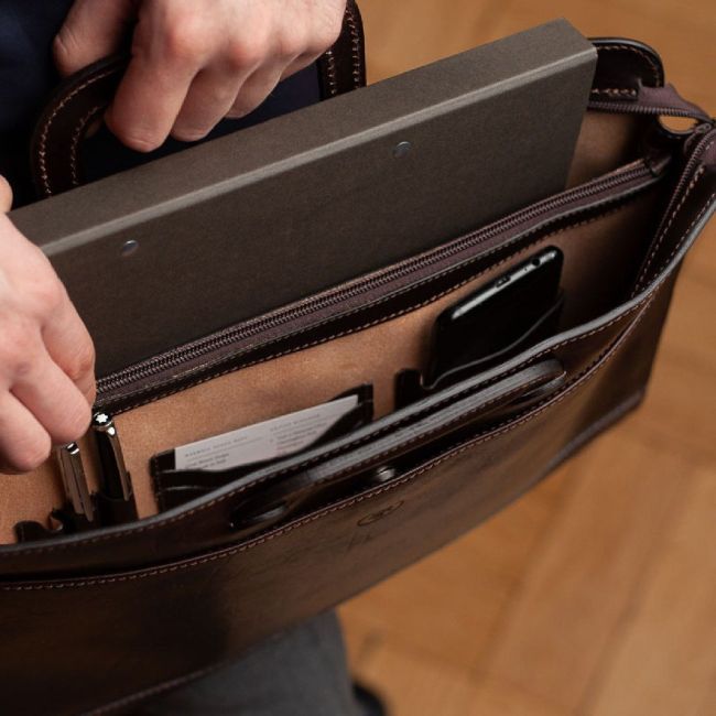 Barolo Men's Italian Leather Document Case - Maxwell-Scott {c}