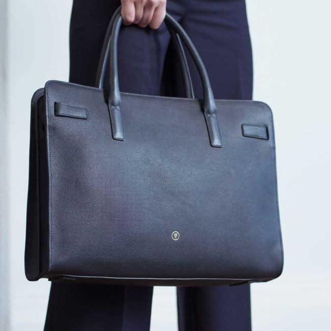 Enrica Pebbled Leather Laptop Tote | Women's Business Briefcase