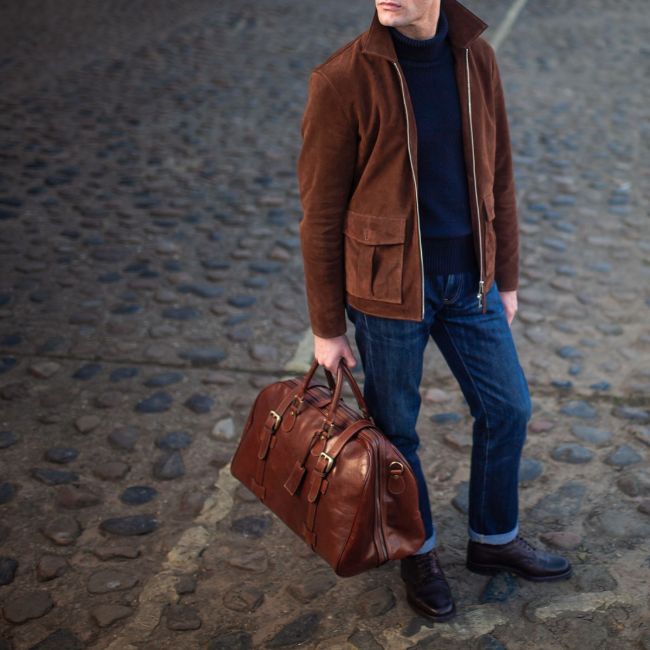 Flero M Men's Italian Leather Weekend Bag - Maxwell-Scott {c}