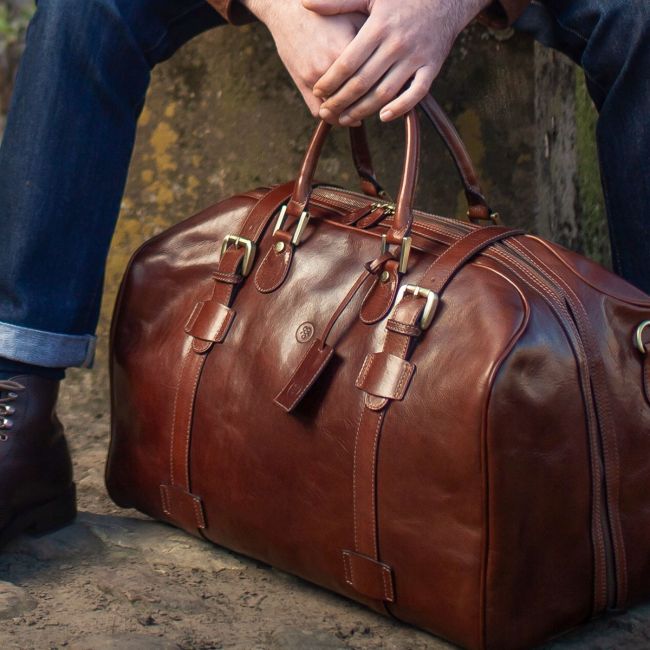 Flero M Men's Italian Leather Weekend Bag - Maxwell-Scott {c}