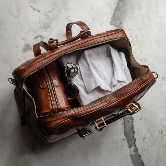 Flero M Men's Italian Leather Weekend Bag - Maxwell-Scott {c}
