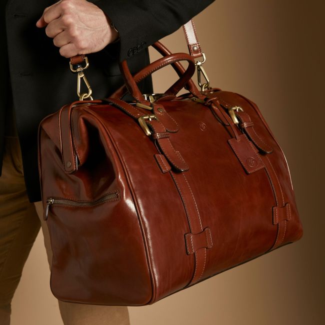 Gassano Medium Men's Italian Leather Gladstone Bag - Maxwell-Scott {c}