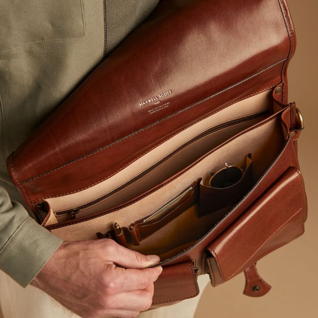 Jesolo Men's Italian Leather Satchel Briefcase - Maxwell-Scott {c}