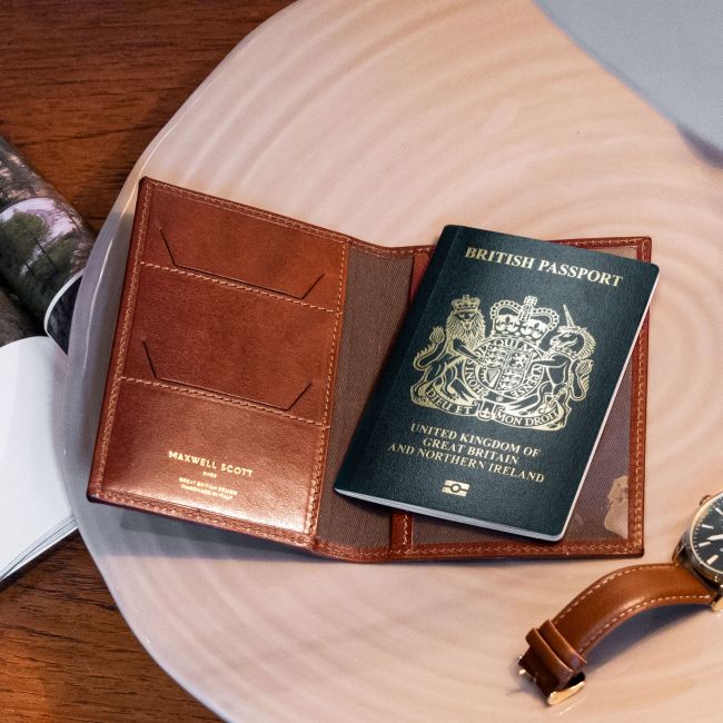Maxwell Scott Etui protège-Passeport en Cuir Italien - Prato