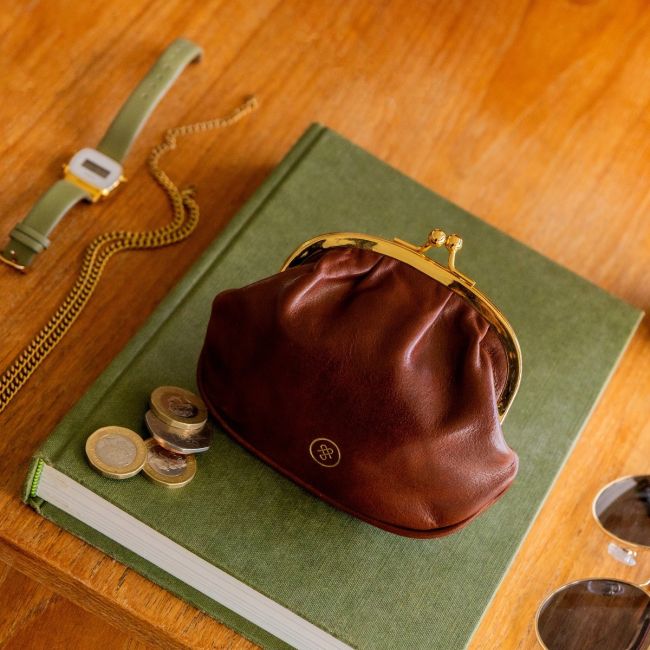 Sabina Women's Italian Leather Coin Purse with Clasp - Maxwell