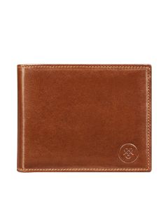 luxury handmade men's brown tan trifold leather wallet with pullout ID section